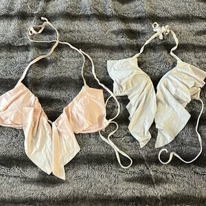 2 xhiliration bikini‎ tops medium pink, cream